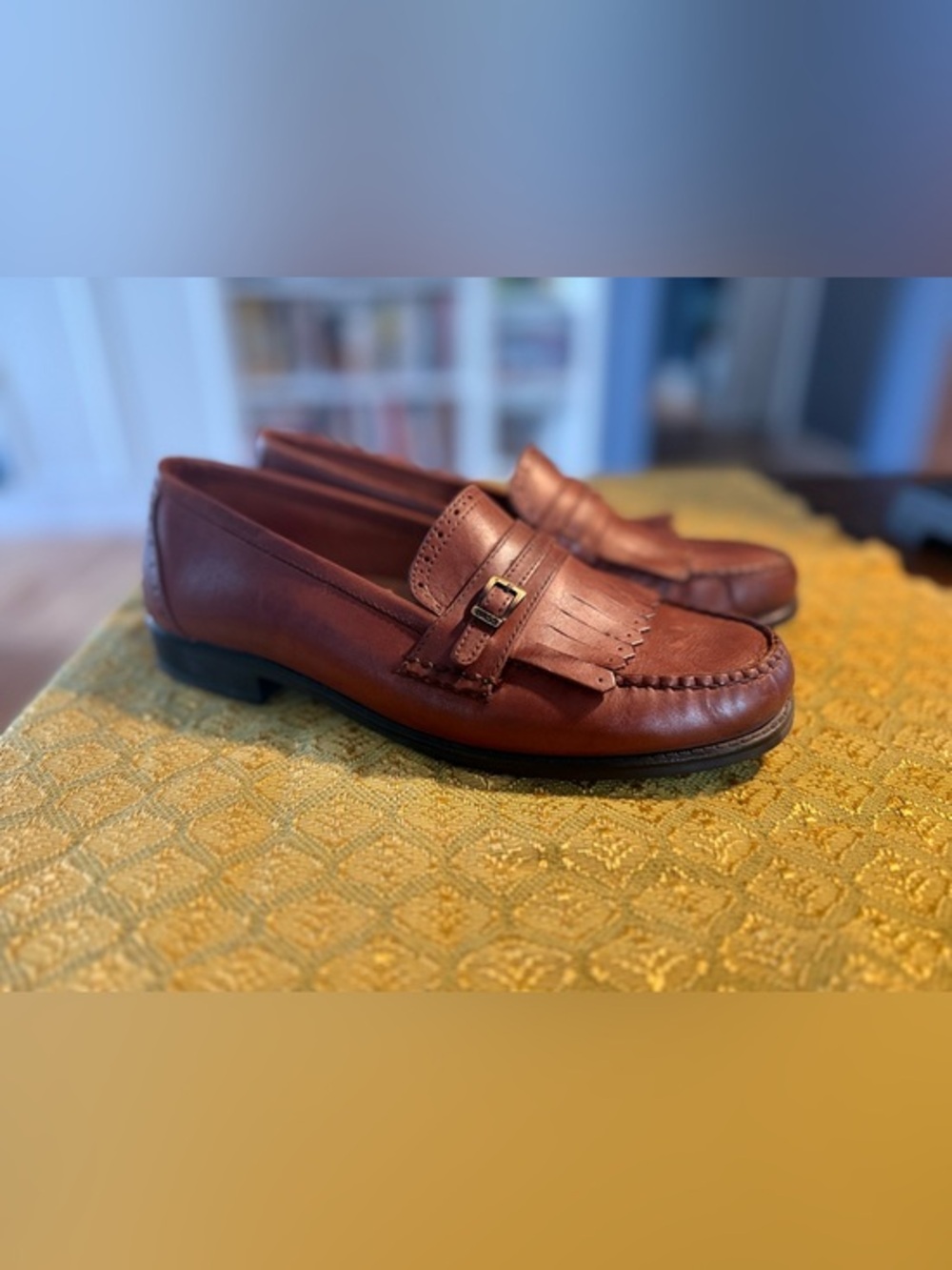 G.H. Bass & Co. Weejuns Harper Brown Leather Kiltie Buckle Loafers 8.5 M